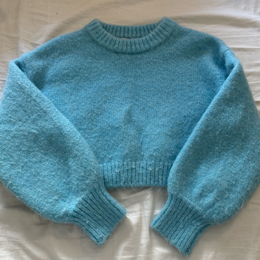 Zara Sky Blue Crew Neck Sweater